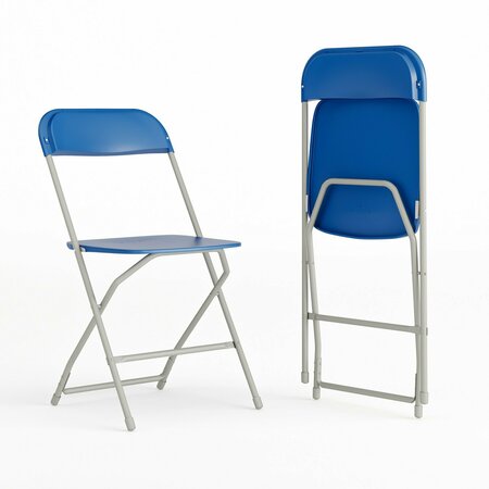 Flash Furniture Hercules Series Plastic Folding Chair Blue - 2 Pack 650LB Weight Capacity Comfortable Event Chair-Lightweight Folding Chair 2-LE-L-3-BLUE-GG